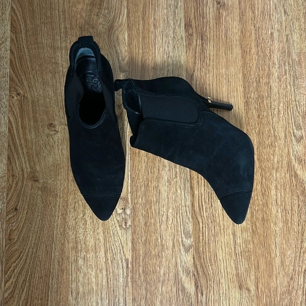Tory Burch Black Suede Pointed-Toe Ankle Boots